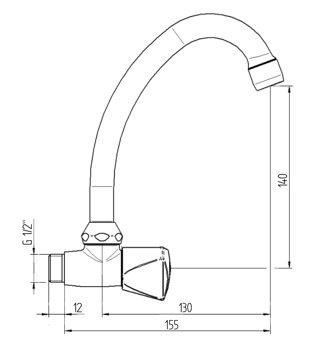EGK CLASSIC wall mounted sink tap