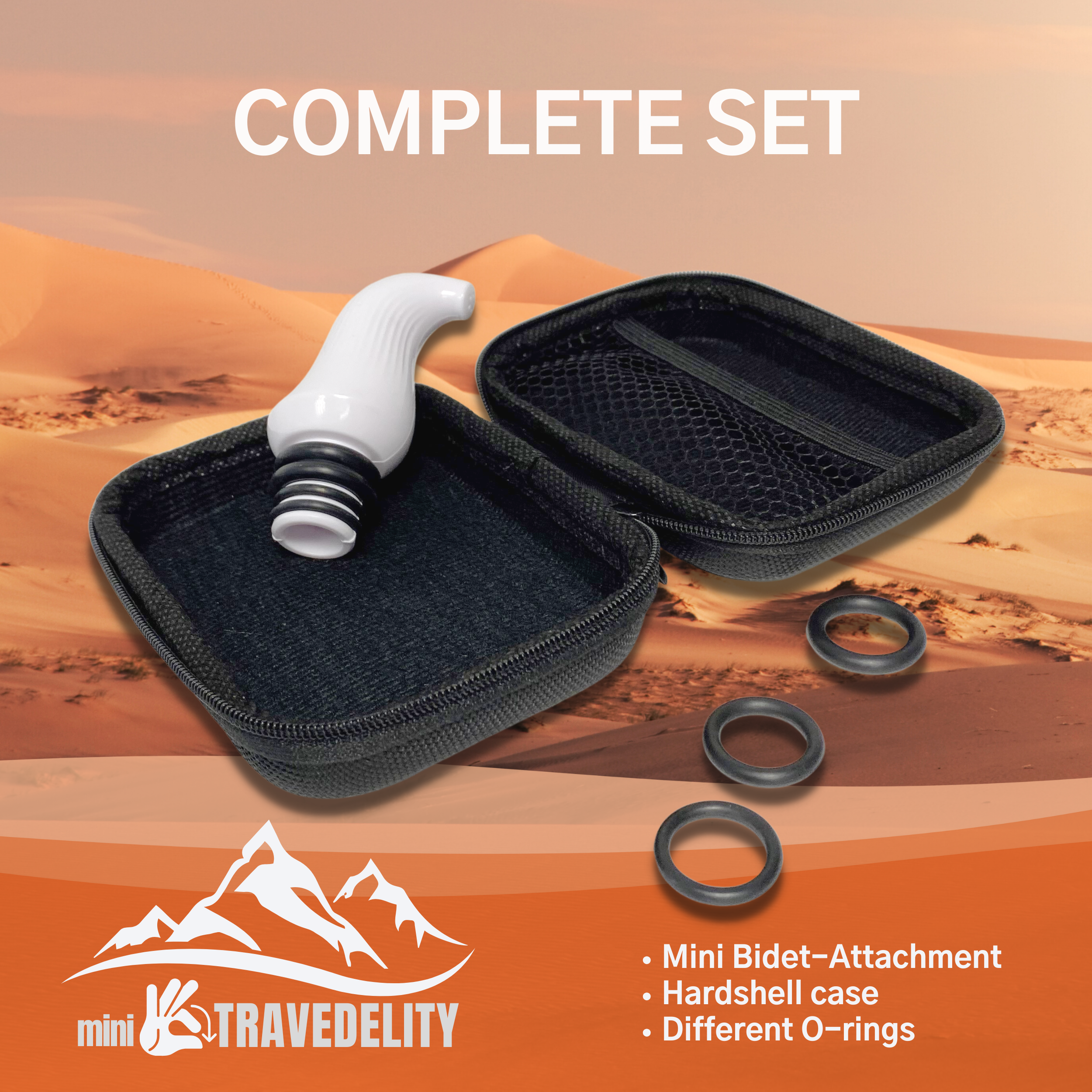 Mini-Travedelity, Portable Bidet Attachment with travel case