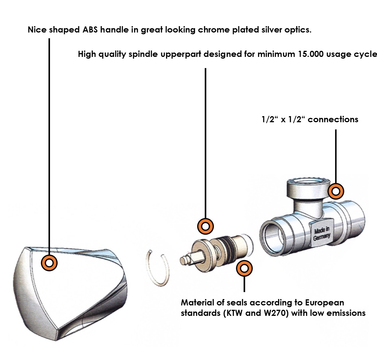 Angle valve, 1/2" x 1/2"