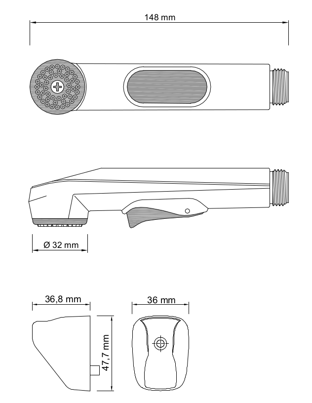 Bidet handle Noblesse, chrome