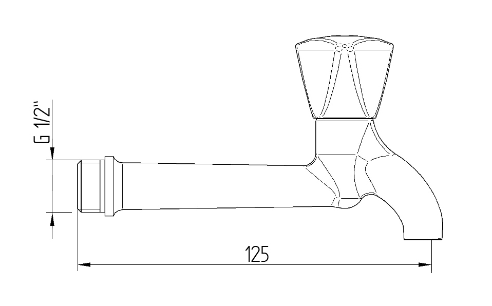 EGK CLASSIC bibcock, long, with 3/8" upperpart