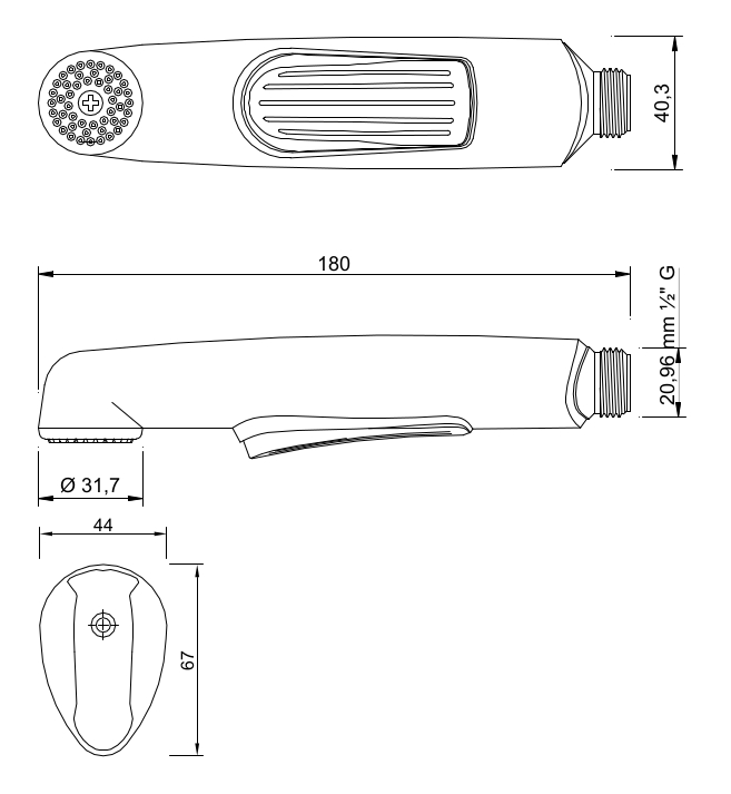 Bidet handle Deluxe, white