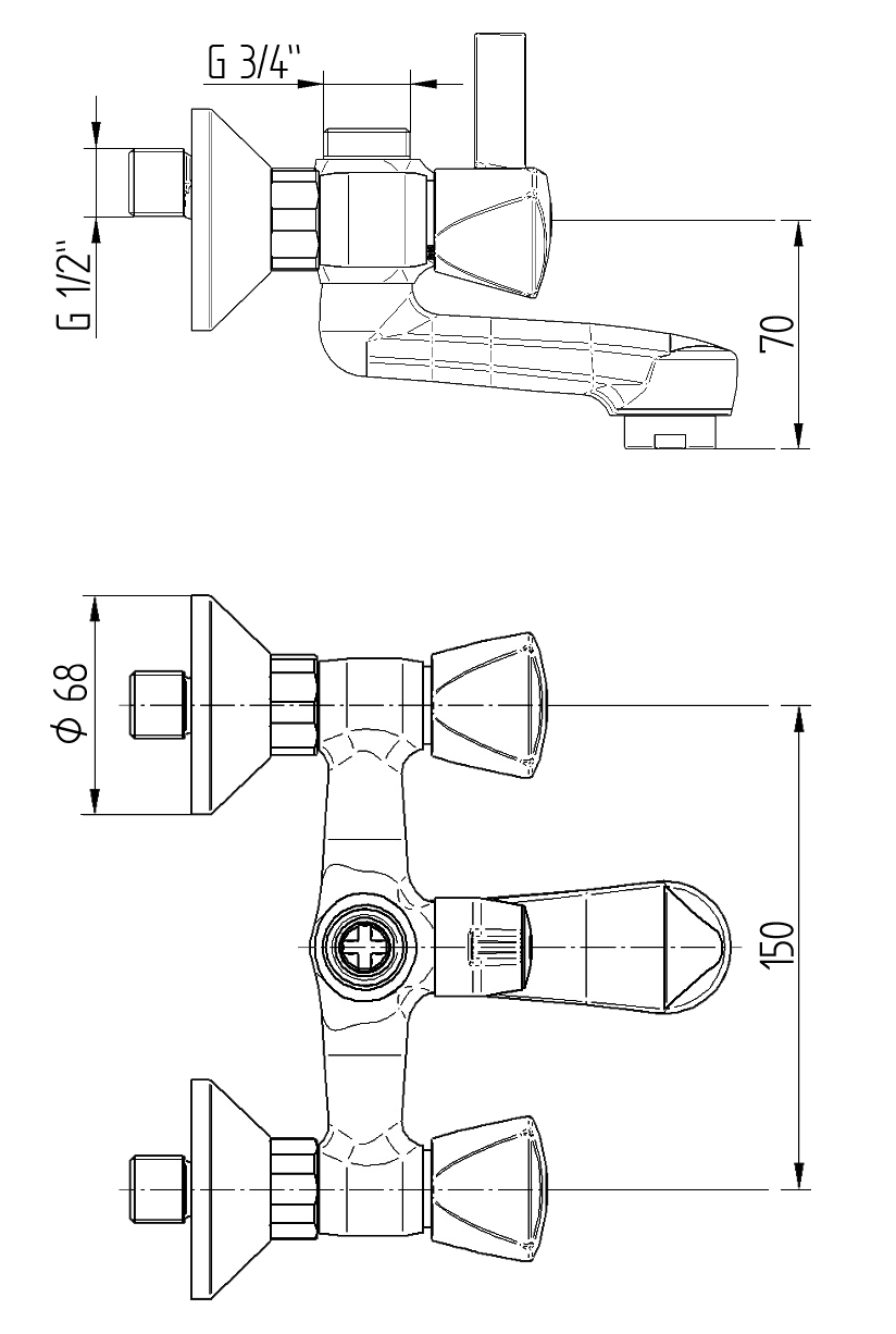 EGK CLASSIC 2-handle bath mixer