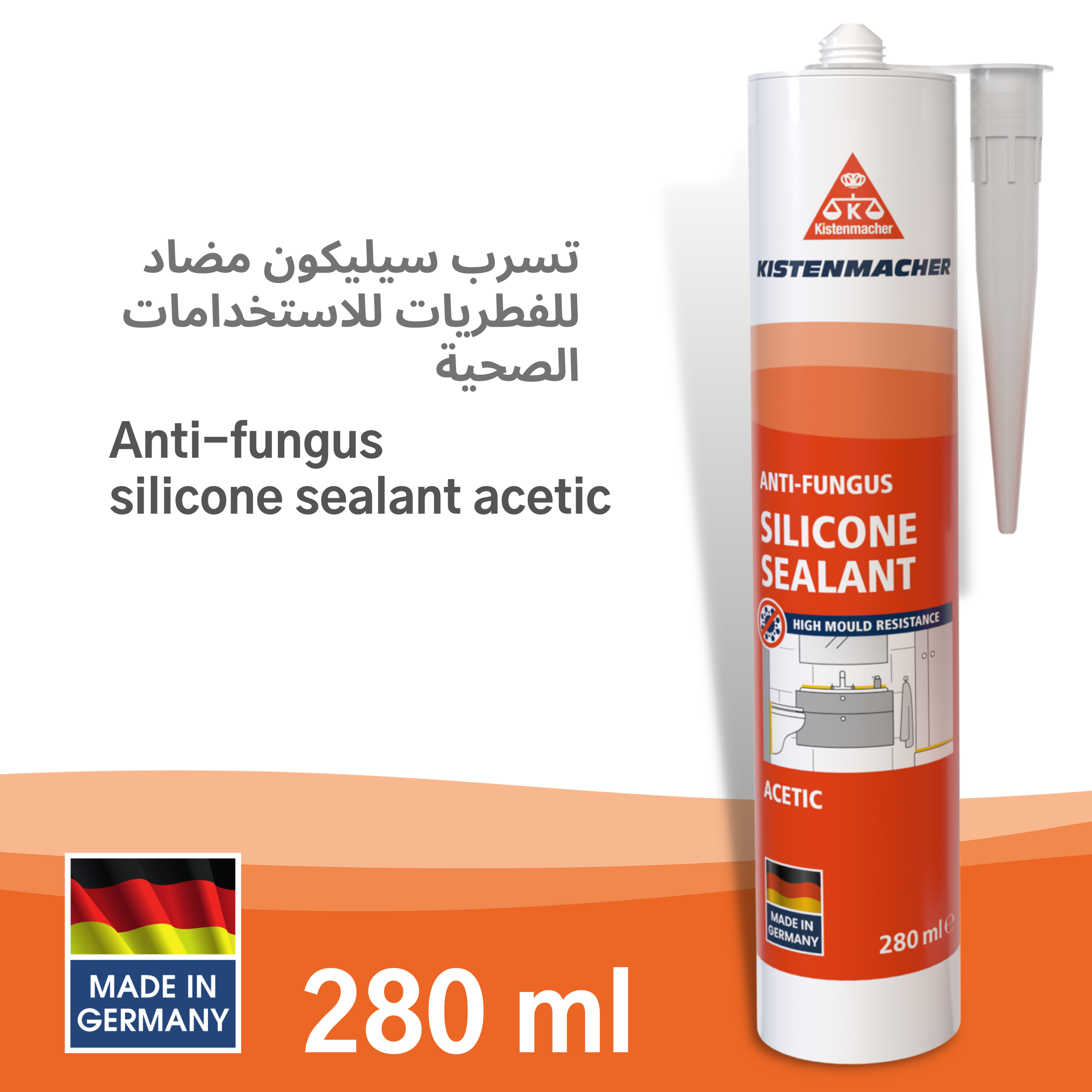 KISTENMACHER Sanitary Silicone Sealant, 280 ml, black
