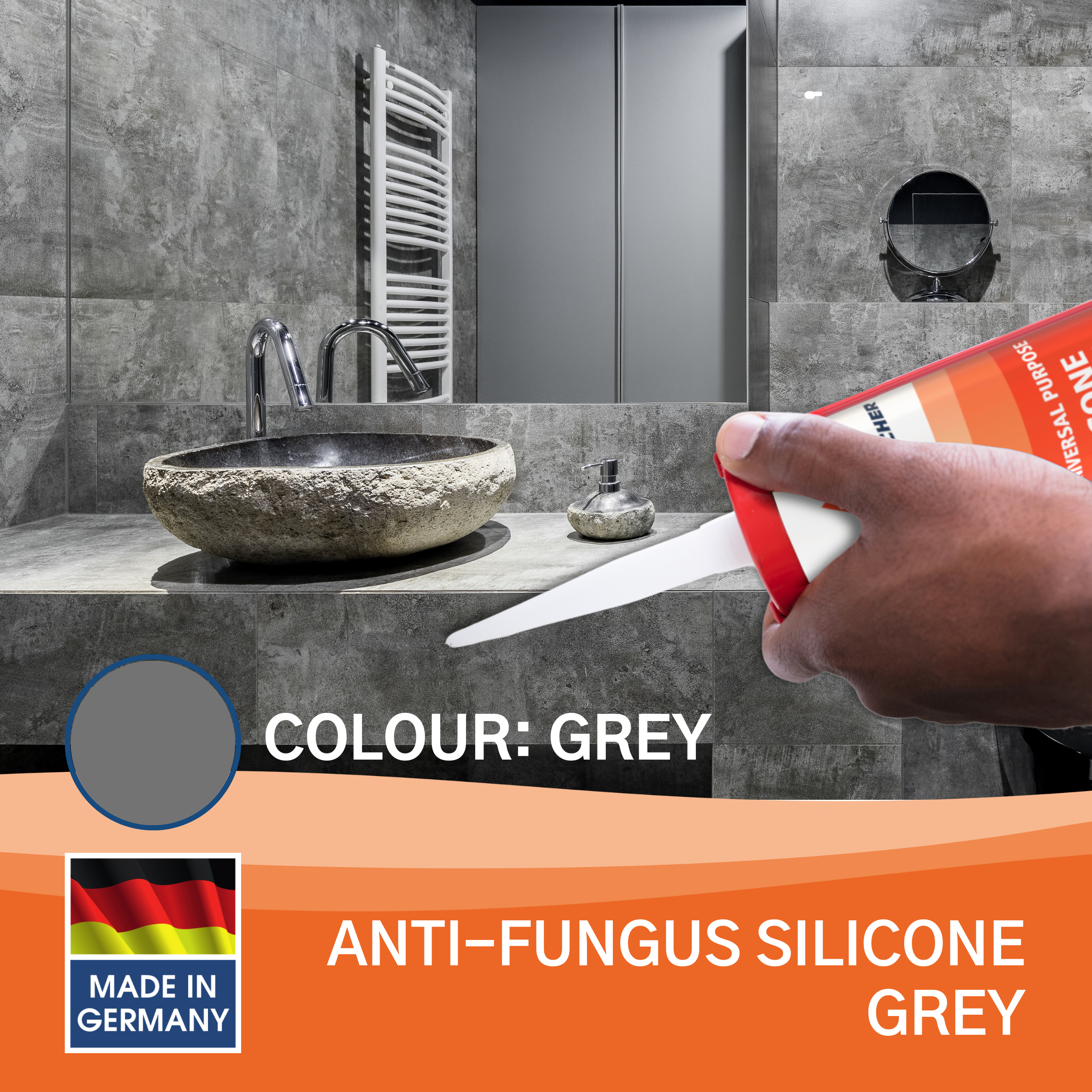 KISTENMACHER Sanitary Silicone Sealant, 280 ml, grey