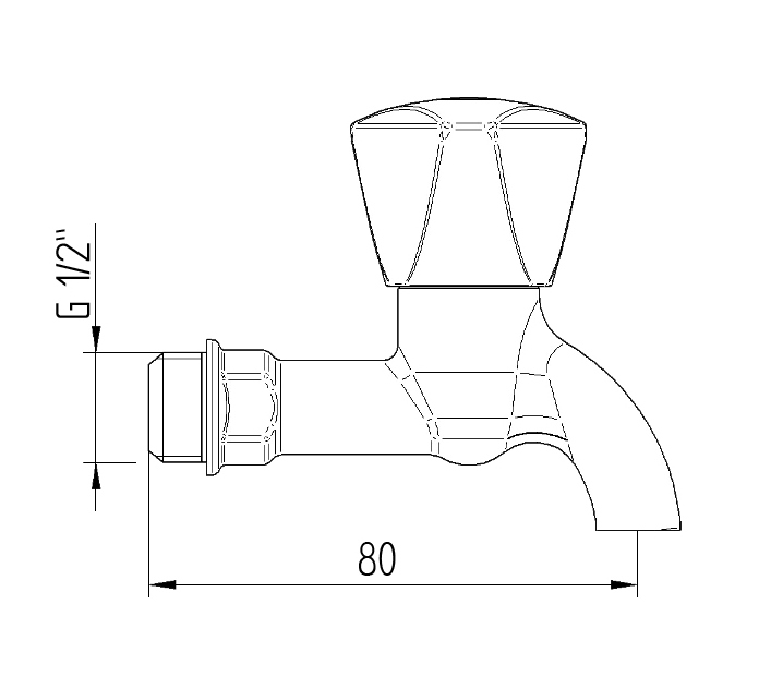 EGK CLASSIC bibcock, short, with 1/2" upperpart