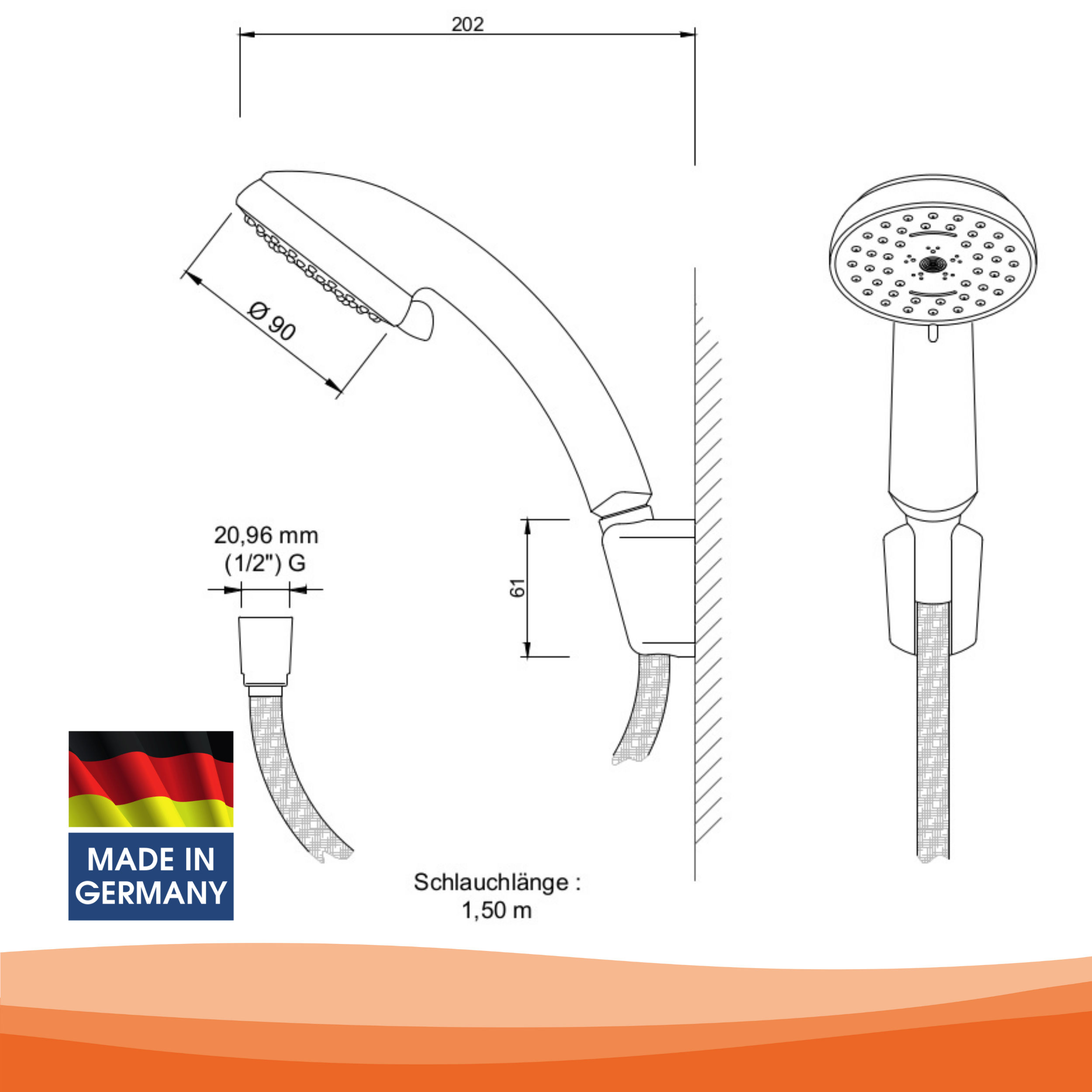 DOLPHIN Hand shower set with hose