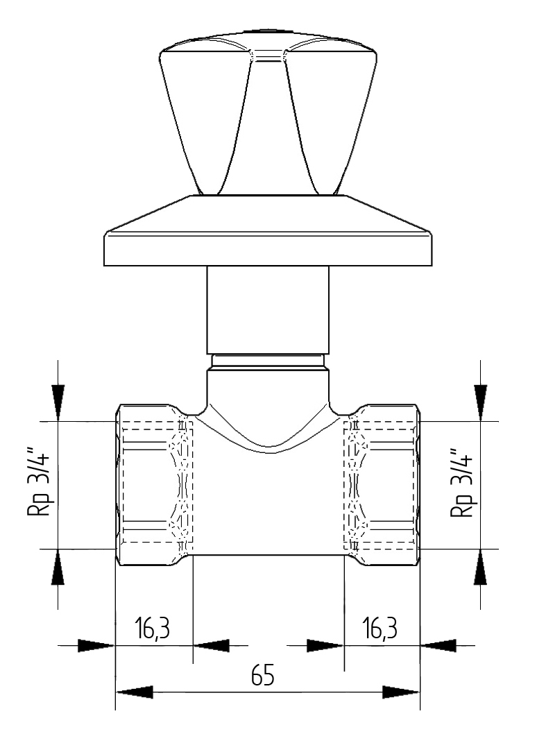 Set with 2 Concealed Valves, 3/4"